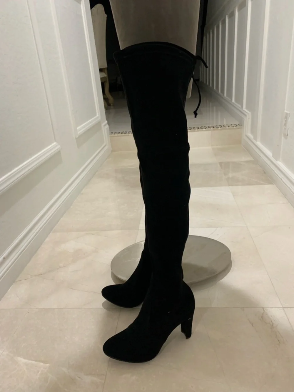 Stuart Weitzman Highland Stretch-Black Suede Over-the-Knee Boot Size 40